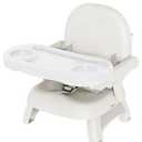 BBsecure Booster Seat for Kitchen Chair, 3-in-1 Foldable Baby Booster Seat with Removable Dual Tray & 3-Point Harness, Portable Toddler Booster Chair for Dinning Table, Travel, Outdoor Camping, Gray