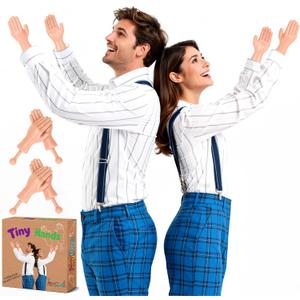 Tiny Hands (2 Pairs Light Color), Mini Hand Puppet on a Stick, Fake Small Hands for Costumes and Pranks, Doll Hands for Novelty Gifts, Make Anyone Laugh