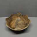 Mela Artisans Scalloped Decorative Wooden Bowl | 12 Inch Mango Wood Fruit & Serving Bowl | Natural Grain Finish | For Kitchen Counter | Snacks | Desserts | Bread | Handcrafted Home Decor (Large (Single))