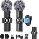 HEHOTTC Mini Wireless Lavalier Microphone for iPhone, iPad, Android Phone - Noise Reduction Lapel USB C Bluetooth Mic for Recording, Clip on Omni Lav Mic for Video Recording, Tiktok, YouTube, Vlog