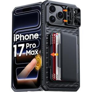 Vizvera for iPhone 17 Pro Max Case Wallet RFID [Cards Holder][Camera Control][Lens Cover] Full Body Rugged Shockproof Silicone Protective Phone Case for iPhone 17 Pro Max 6.9"(Black)