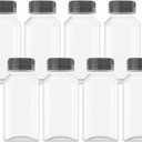 Goiio 8 Pcs 8 Oz Plastic Juice Bottles Empty Clear Containers with Tamper Proof Lids for Juice, Milk and Other Beverage