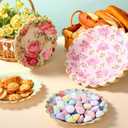 Pasimy 64 Pcs Floral Vintage Plates Paper Tea Party Tableware Set 9 Inch and 7 Inch Plates for Tea Party Birthday Baby Shower Wedding Bachelorette Supplies (Rose)
