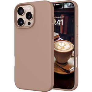 DOMAVER Case for iPhone 16 Pro 6.3'' Case Smooth Liquid Silicone Soft Gel Rubber Microfiber Lining Cushion Cover Shockproof Protective Phone Cases Compatible with iPhone 16 Pro - Brown