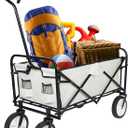 YSSOA Portable Rolling Folding Garden Cart with 360 Degree Swivel Anti-Slip Wheels & Adjustable Handle, 220lbs Weight Capacity, White