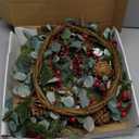Christmas Wreaths for Front Door,Artificial Christmas Wreath with Sparkling Leaves and Pine Needles are paired with Plump Pine and red Berries,Wreath for Indoor Wall Window Decor.