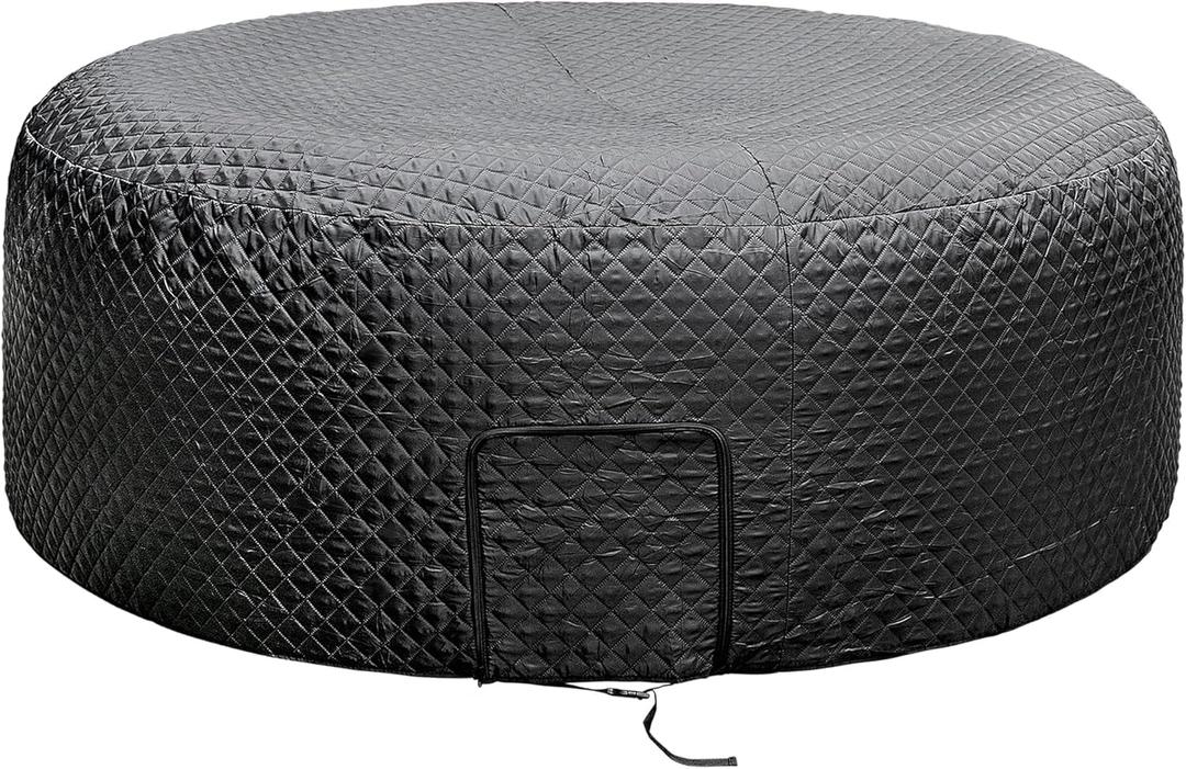 Tlswshsy 67'' x 27'' Insulated Inflatable Hot Tub Thermal Cover, Energy Efficient Hot Tub Cover with Handles and Straps, Portable Hot Tub Spa Full Coverage for Keeping Warm and Dustproof (Black-Round)