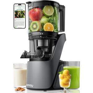 Canoly C16 Cold Press Juicer, 6" Large Wide Feed Chute, With 3-IN-1 Strainers (Juice & Nut Milk & Sorbet), AC Brushless Motor, and a Self Precut System, Juicer Machines with BPA-Free (Space Gray)