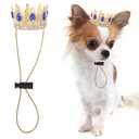 Abbylike Pet Rhinestone King Crown, Queen Crown for Birthday New Year Costume for Dog Cat Cosplay Party Accessories Adoption Celebration Wedding Birthday Photos Prop Costume (Blue,Small)