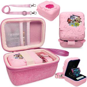 JCHPINE Hard Carrying Case and Silicone Cover for Bitzee Disney Interactive Digital Pet, Protective Case for Bitzee Disney Virtual Electronic Pets Accessories (Pink)