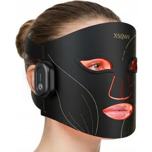 Red Light Therapy for Face 4 Mode Cordless LED Face Mask with 850NM Infrared, Red, Blue & Amber Light, 10-Min Timing Function, 272 LED Beads, Eyes Protection, Rechargeable for At-Home & Travel