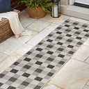 JONATHAN Y TSN201A-28 Darcy Traditional Geometric Bold Gingham Black/Cream 2 ft. x 8 ft. Indoor/Outdoor Runner Rug, Pet Friendly, Stain Resistant, Easy-Cleaning for Home, Patio, Backyard, Porch (2' x 7'10" (Rectangular))