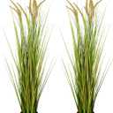 KOL 4ft Artificial Horsetail Grasses (2-Pack) - 47.2in Tall Realistic Faux Plants for Indoor Outdoor, Potted Fake Grass Decor for Home Office Wedding, Low Maintenance Houseplant Gift (Green)