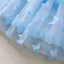 Renotemy Baby Girl Tulle Tutu Dress Blue Butterfly Sleeveless 1st Birthday Dress for Baby Girl Shower Gifts Boho Fairy Baptism Princess Wedding Birthday Party Dresses with Flower Headband 12-18 Months