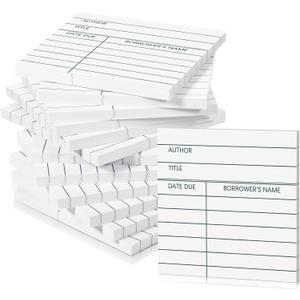 600 Pcs Library Cards 3 x 3 Inches 12 Pads Library Due Date Checkout Cards Catalog Book Sticky Notes White Self Stick Memo Pads for Record Keeping Tracking