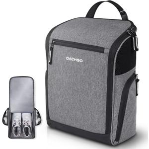 Golf Shoe Bag Men Women, Padded Golf Shoe Carry Bags with Clasped Strap Handle & Side Ventilation, 3 Pockets for Golf Tees, Balls & Accessories, Perfect for Sport Golf Baseball Soccer (Grey)