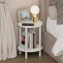 Furinno Turn-N-Tube Night Stand, 2-Tier Round Small Nightstand, Toolless Assembly Narrow End Table with Open Shelf, Side Table, Bedside Table, for Bedroom, Closet, Dorm, White, 13"W x 18"H