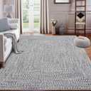 8x10 Area Rug - Machine Washable, Stain Resistant, Non-Slip, Indoor Accent Rug for Living Room, Farmhouse Solid Printed Textured Floor Cover, Grey