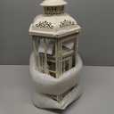 JHY DESIGN Set of 3 Decorative Candle Lanterns 20''&14"&10" H Outdoor Candle Lanterns Vintage Metal Cand leholder for Indoor Outdoor, Events, Parities and Weddings(White with Gold Brush)