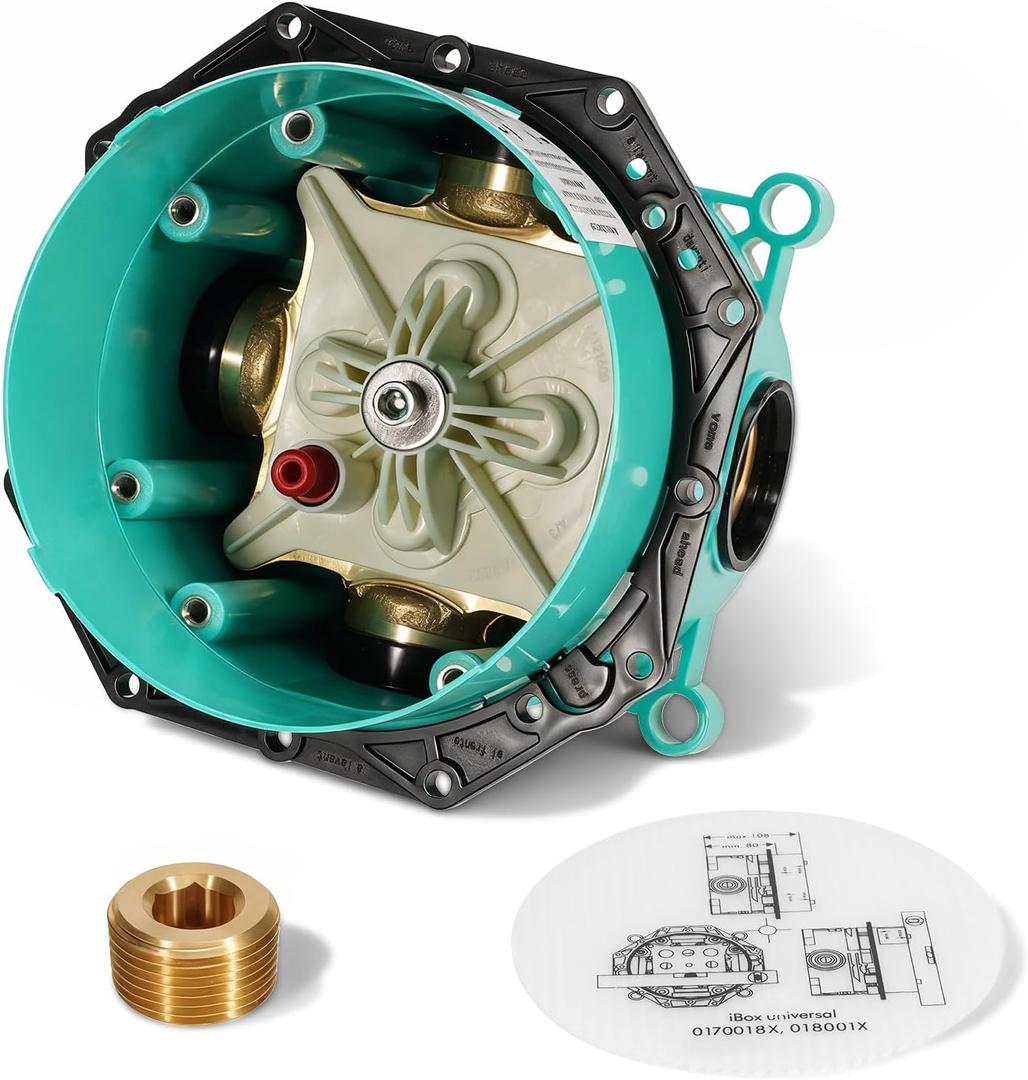 01850181 Universal 3/4" Shower Rough-In Valve Fit for All Hansgrohe Ibox Shower & Bath Tub Systems, Thermostatic & Pressure Balance Trim, Concealed Installation