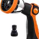 Garden Hose Spray Nozzle,10 Hose Metal Duty Watering Patterns Thumb Control On Off Valve, High Pressure Nozzle Sprayer for Plants, Car Wash,Cleaning,Showering Pets (Orange)
