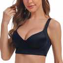 Bras for Women Push Up Bra Back Fat Smoothing Bra Comfort Lightly Padded Underwire Support T-Shirt Bras (Black), 34C