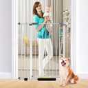 41 Inch Tall Baby Gate Auto Close Dog Gate Adjustable 29.92"-43.71" Wide Pressure Mounted Walk Through Swing Pet Gate for Doorways (White, 29.92"-43.71" Wide)