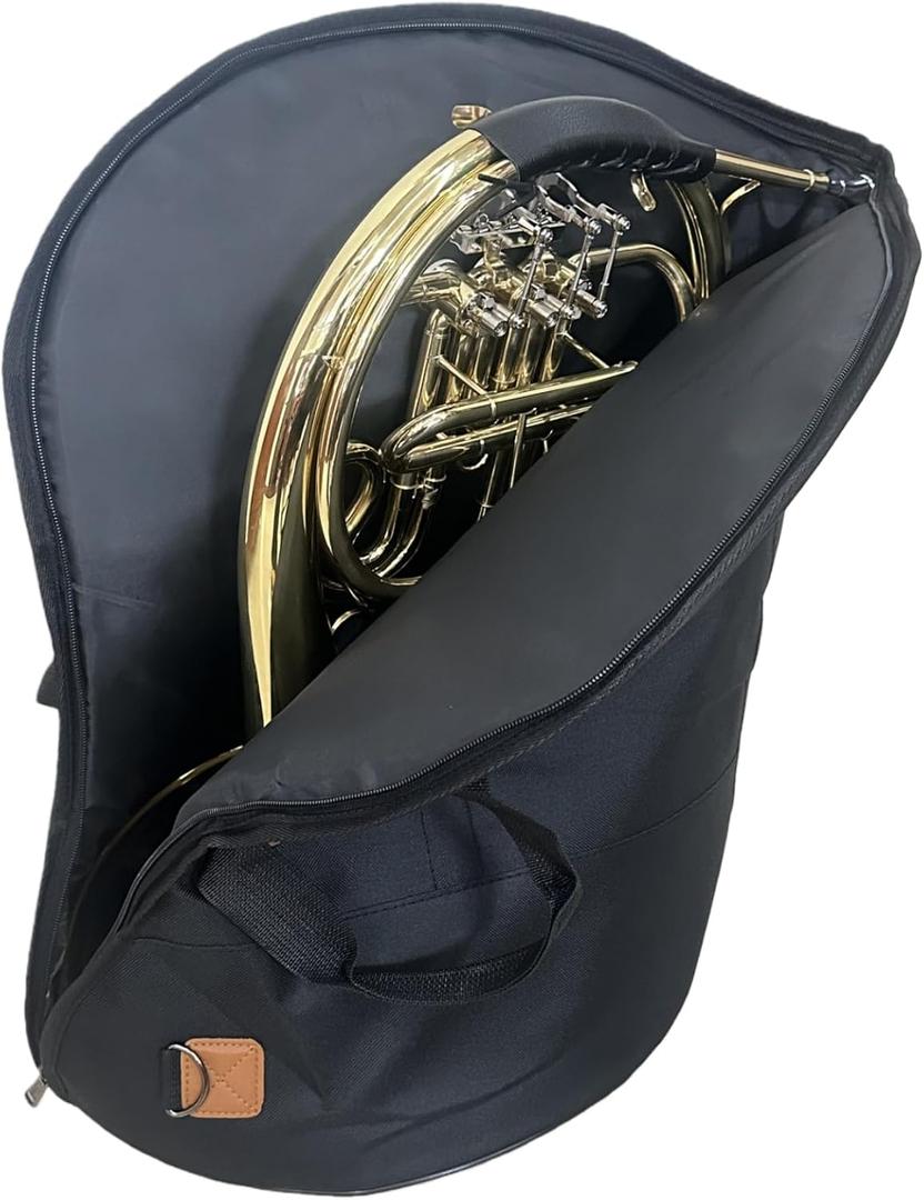 French Horn Carry Bag Case Bags Black Shoulder Storage Portable Waterproof Wear-Resistant for Musical Instrument Backpack (Black, M)