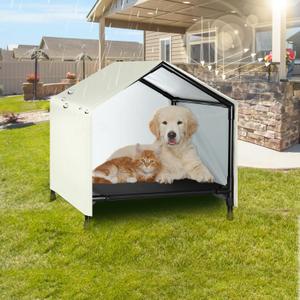 Indoor Outdoor Dog House | Elevated Dog Bed with Canopy for Small Medium Dogs Cats, Outside Raised Dog Bed, Waterproof & Sunproof Shade Shelter Tent(24" x 24")