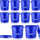 Tioncy 10 Pcs 2 Gallon Plastic Bucket with Lid Heavy Duty 2 Gallon Bucket Pail with Lid Handle for Storage Container Home Household Cleaning(Blue)