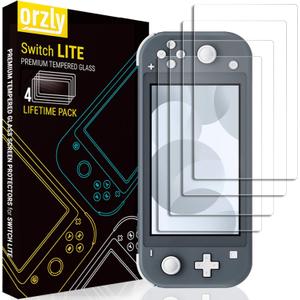 Orzly Screen Protector for Nintendo Switch Lite 2019 Model [4 Pack] Tempered Glass Screen Protectors. No Bubbles Easy Installation Anti Scratch Edition