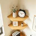 JiudunsKylight Wall Mounted Corner Floating Shelf with Wire Hole, 13.2 Inch Corner Wall Shelf Rack for Living Room, Bedroom, Kitchen Decor, Storage for Plants, Photos, Speakers (Oak,1 Pack)