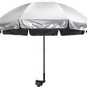 G4Free UPF 50+ Universal Clamp On Umbrella Adjustable Outdoor UV Protection Beach Chair Umbrella for Strollers, Wheelchairs, Patio Chairs, and Golf Carts (Black)