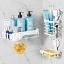 TAILI Shower Caddy Suction Cup 3 Pack, Stainless Steel Rustproof Shelves with Soap Holder Set, Drill-Free Wall Mounted Basket, Heavy Duty Removable Bathroom Organizers & Home Decor, White