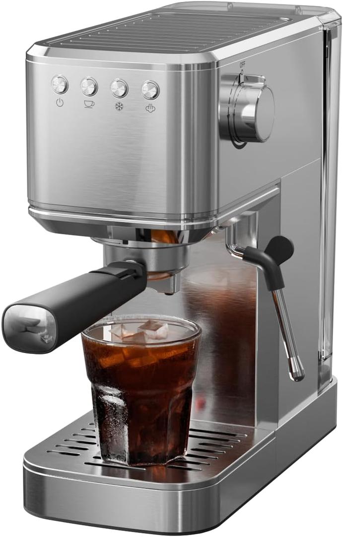 Espresso Machine with Rapid Cold Brew, Hot & Iced Coffee Machine, Espresso Maker with Milk Frother Steam Wand, One Touch Control with 41oz Water Tank for Latte, Cappuccino, Gift