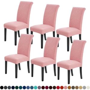 Joccun Chair Covers for Dining Room Set of 6,Dining Chair Slipcovers Stretch Dining Room Chair Covers Seat Protector,Washable Parsons Chair Cover for Home,Banquet(Dusty Pink,6 Pack)