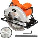 11 Amp Corded Circular Saw with Circular Saw Blade, 6000RPM, Adjustable Cutting Depth, 7-1/4 Inch Blade, Ideal for Wood and Plastic Cuts, Professional Carpentry Tool for Precision Cutting
