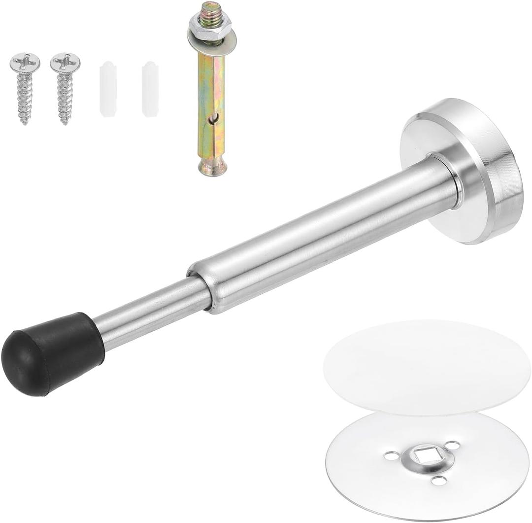 uxcell 6" Magnetic Door Stoppers, Adjustable Door Stops Bumper, Stainless Steel Wall Protector for Bottom, Top of Door, Home, Office, Silver