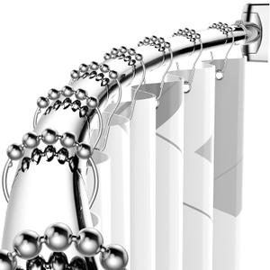 Curved Shower Curtain Rod - 43-72 Inches Adjustable, Rustproof Round Aluminum Curved Shower Rod, Bowed, Need To Drill, Chrome