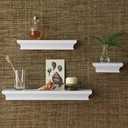 Wall Shelf for Photo Frames, White Wall Shelves Set of 3, Large, Medium, Small Size