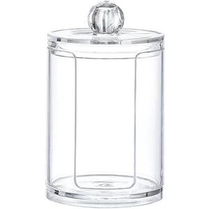 Pack of 1 Clear Cotton Pad Holder with Lid - 10 Oz Plastic Jar for Bathroom Storage, Makeup Organizer, and Cotton Round Holder