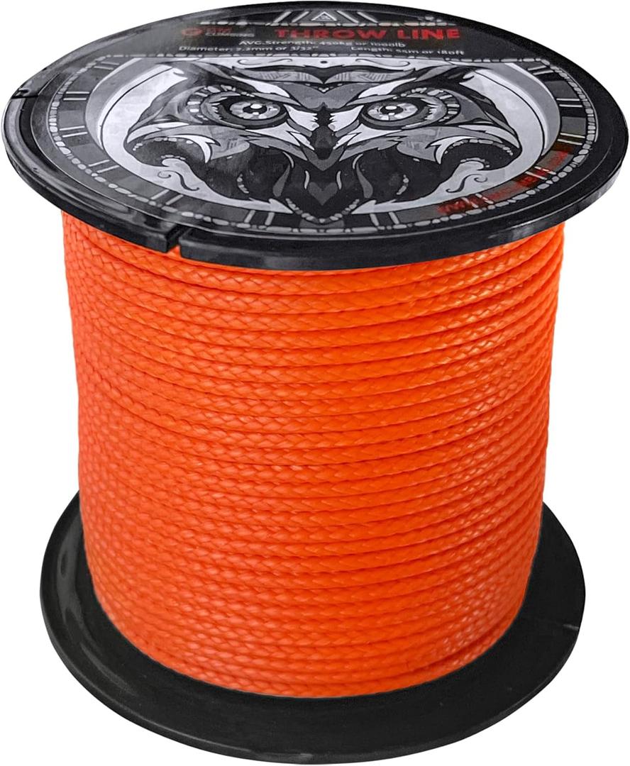 GM CLIMBING Throw Line 2.2mm 180Ft Roll Orange UHMWPE Cord 1000LBS High Strength for Tree Climbing Arborist Outdoor Utility Cord