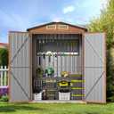 Outdoor Storage Shed, 5x3 Ft Metal Steel Tiny House with Lockable Door, Vertical Outside Storage Building for Garden, Backyard, Lawn, Patio Utility, Tool Storage