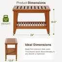 24" Premium Solid Teak Shower Bench with Storage Shelf - 400 lbs Capacity, Waterproof & Non-Slip Seat for Bathroom, Poolside, Spa