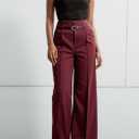 LETSVDO Women's Straight Leg Dress Pants High Waisted Belted Pleated Wide Leg Slacks Trousers(for Work,Business,Office) (Purple, XXXL)