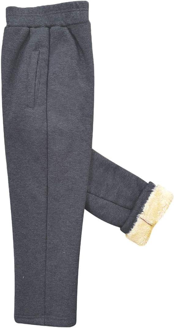 AMEBELLE Boys Girls' Winter Warm Jogger Pant Fleece Lined Elastic Waist Sweatpants (130, 5-6 Years, Dark Grey)