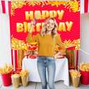French Fries Birthday Party Backdrop, 6.8x4.9ft Vinyl Backdrop for Fast Junk Food Potato Theme Party Decorations Supplies