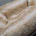 Lesure Fluffy Dog Beds for Medium Dogs - Rectangle Orthopedic Calming Pet Sofa,Plush Bubble Bolster Pet Bed with Removable Washable Cover and Nonskid Bottom,30x24x8inches,Beige