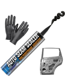 [Black] Professional Automotive Seam Sealer, Paintable Quick-Set Polyurethane Auto Body Seam Sealer for Metal Surfaces of Cars, Trucks, Etc, Includes Gloves & Tip - Black RV Roof Sealant