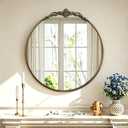 Round Antique Mirror, 24 Inch Traditional Black Vintage Bathroom Mirror for Wall, Gold Round Mirror for Living Room Vintage Mirrors for Wall Decor,Entryway,Bedroom,Hallway
